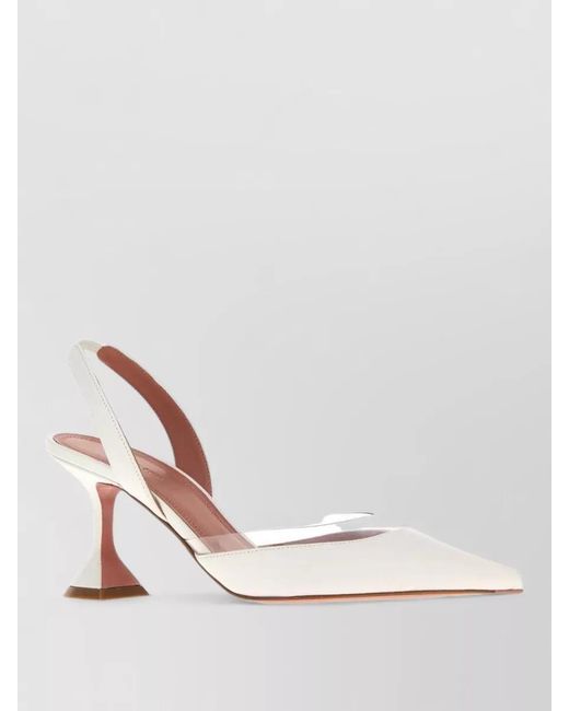 AMINA MUADDI Pink Lara Nappa Leather Mules Transparent Heel