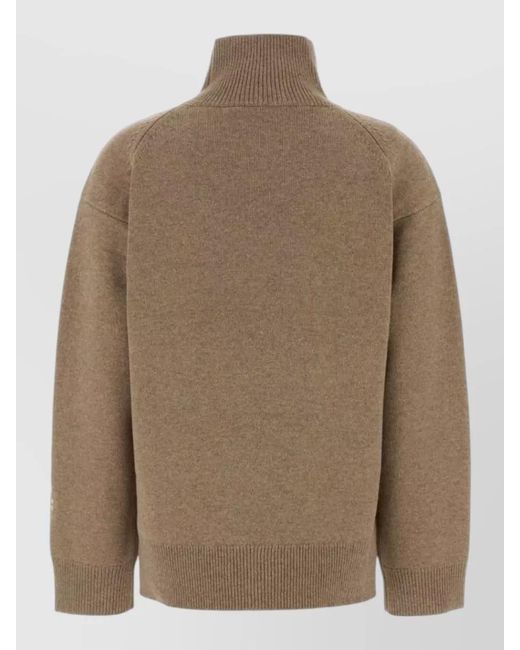 Tory Burch Brown Wool Oversized Sweater High Neck Ribbed