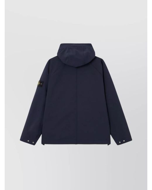 Stone Island Blue Soft-Shell Hooded Jacket for men