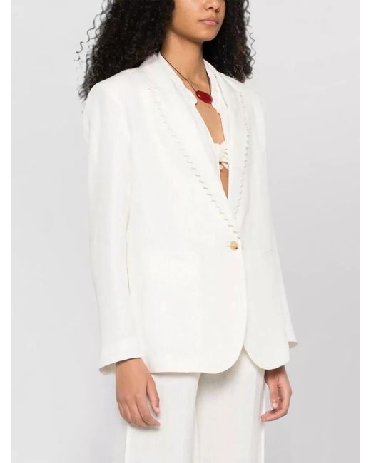 Forte_forte White Linen Single Breasted Jacket Tailored Cut