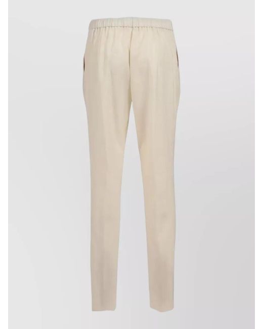 Fabiana Filippi Natural Trousers Elastic Waistband Side Pockets Design