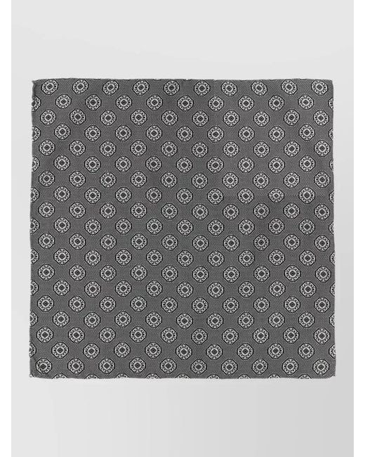 Brunello Cucinelli Gray Silk Scarf Square Medallion Pattern for men