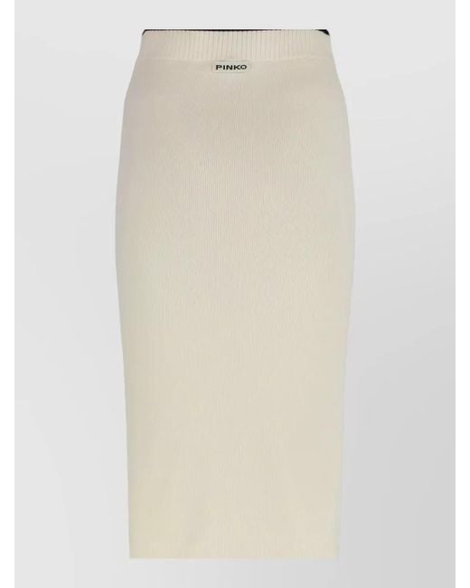 Pinko Natural Nuova Guinea Ribbed Knit Midi Skirt