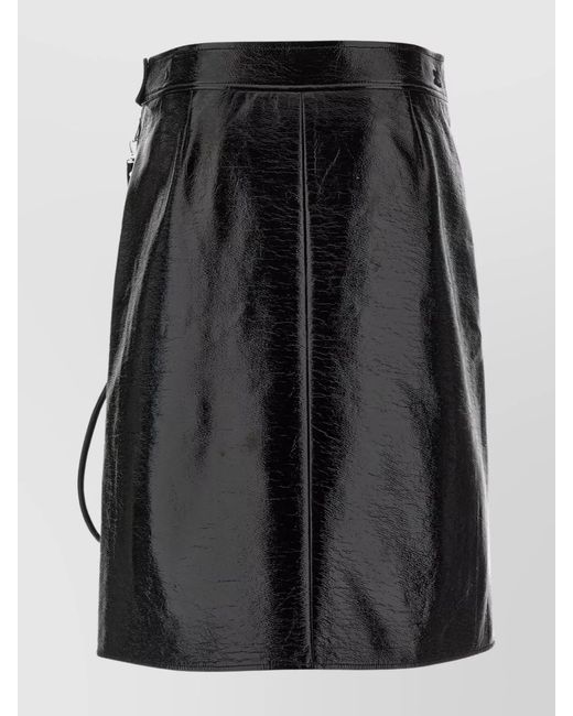 Courreges Black Vinyl Fitted Skirt