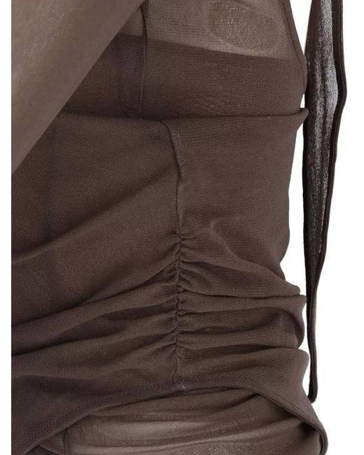 Lemaire Gray Sheer Long Sleeve Ruched Fitted Top