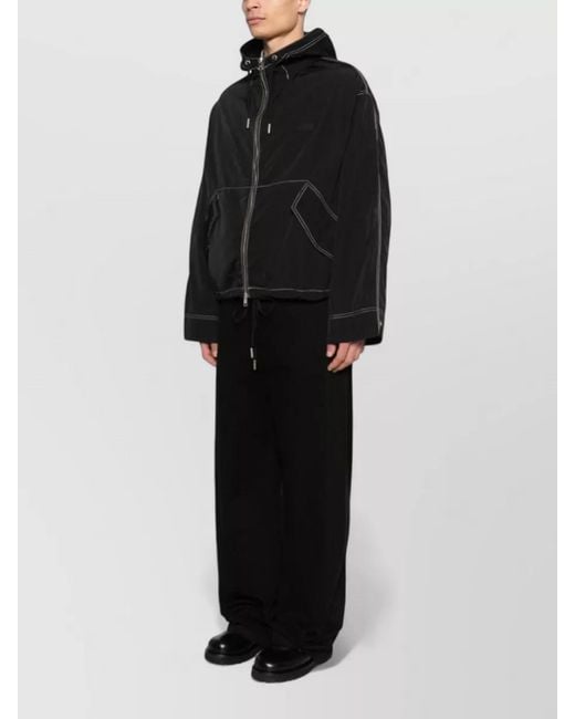 AMI Black Boxy Cropped Jacket With Zipper Closure for men