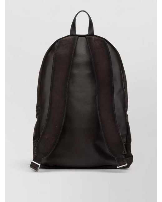 Santoni Black Suede Backpack Adjustable Straps Top Handle for men