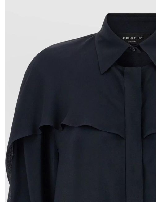 Fabiana Filippi Blue Polo Collar Long-Sleeve Shirt