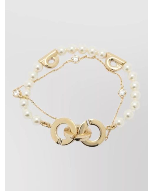 Ferragamo White Double Strand Pearl Bracelet