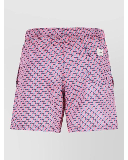 Drumohr Pink Nylon Swim Shorts Elastic Waistband Pockets for men