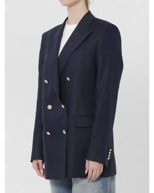 Tagliatore Blue Double-Breasted Linen Jacket