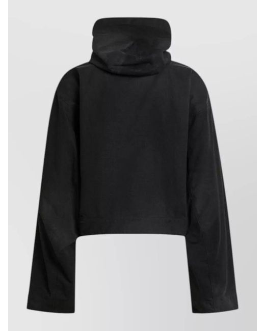 Balenciaga Black Cropped Hooded Jacket Long Sleeves Zip Pockets