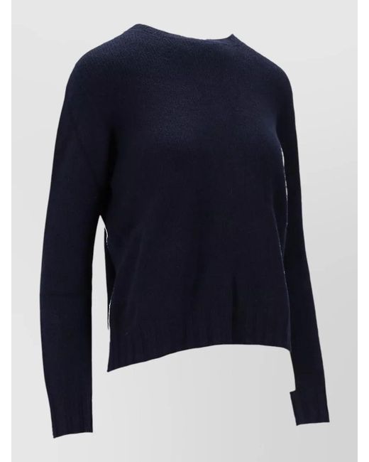LA ROSE Blue Crew Neck Knitwear Long Sleeves Ribbed Hem