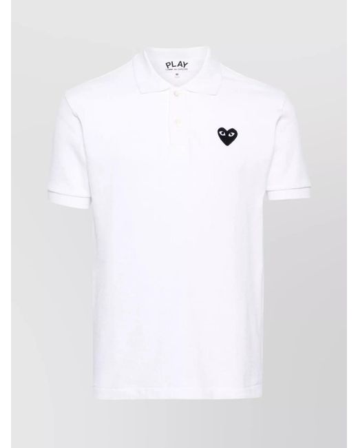 Comme des Garçons White Cotton Piqué Short-Sleeve Polo Shirt for men