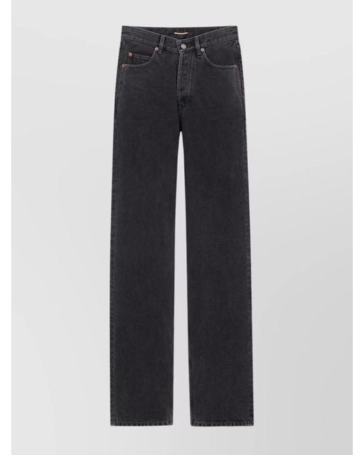 Saint Laurent Blue Denim High-Rise Wide-Leg Jeans