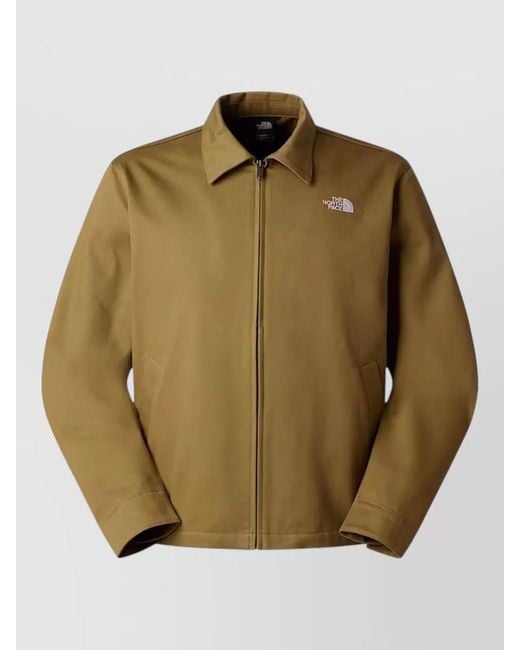 The North Face Green Collared Coat Silk Nylon Blend Design for men