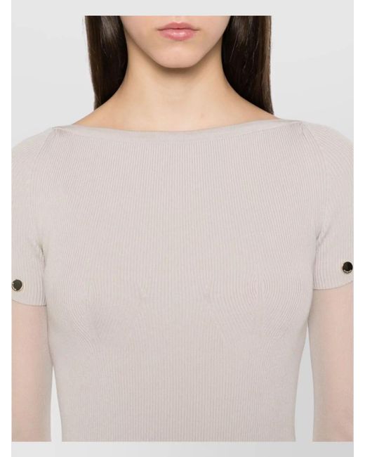 Sportmax Pink Knitted Boat Neck Detachable Sleeve Midi Dress