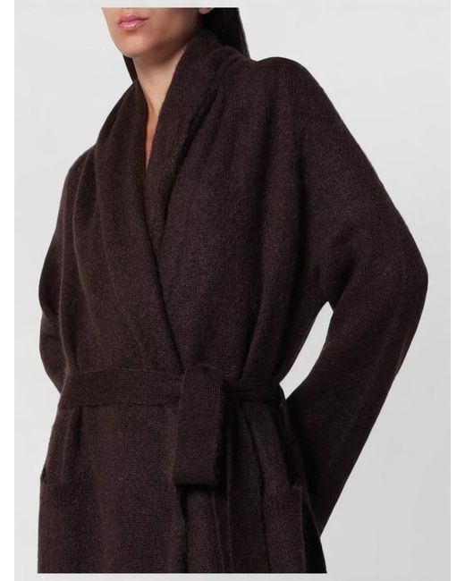 ANDAMANE Black Belted Maxi Robe Long Sleeve Loungewear