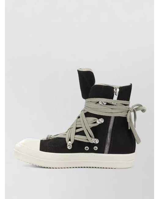Rick Owens Black Megalace High Top Boots Contrast Sole for men