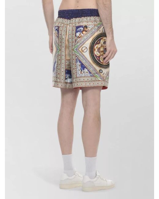 Casablanca Blue Silk Printed Tailored Shorts for men