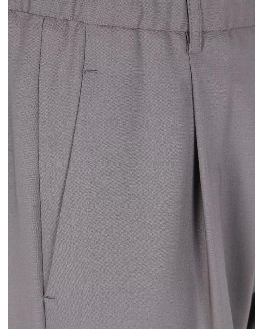 Herno Gray Virgin Wool Regular-Fit Trousers for men