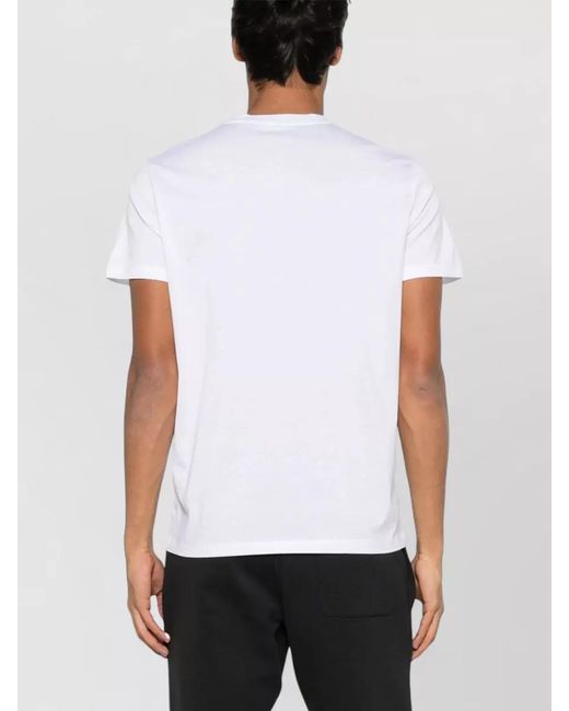 Moncler White Cotton T Shirt Featuring Dual Logo Patch for men