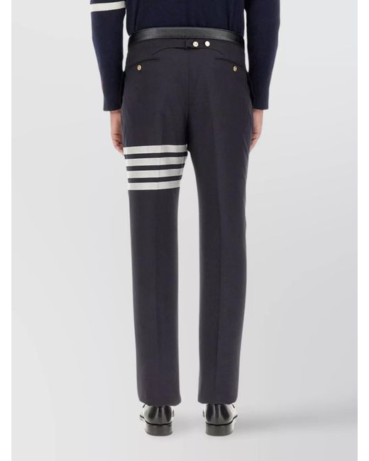 Thom Browne Blue Wool Regular-Fit Straight-Leg Trousers for men