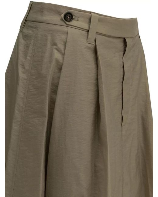 Brunello Cucinelli Green Sartorial Midi Skirt High Waist Pleats Pockets