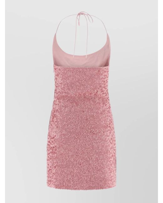 Balmain Pink Silk Sequin Mini Dress