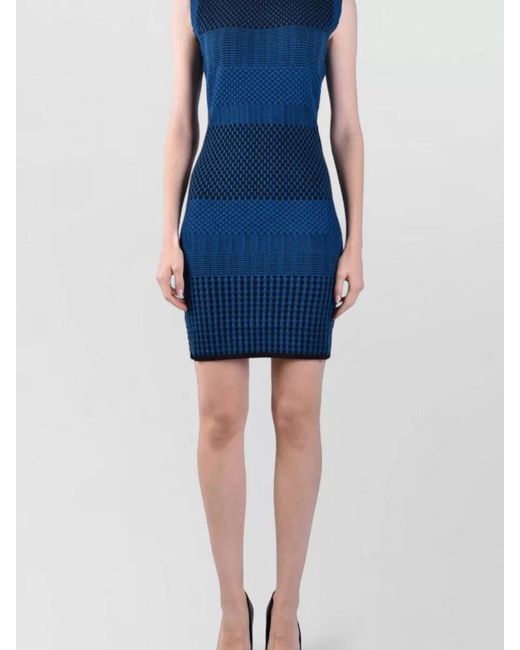 Diane von Furstenberg Blue Knit Dress Fitted Silhouette Knee Length