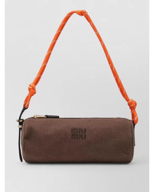 Miu Miu Brown Shoulder Bag Knotted Strap Design