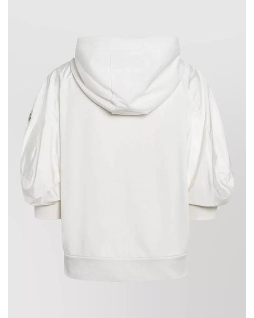 Moncler White Hooded Top Drawstring Detail Front Pockets