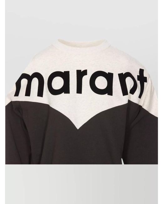 Isabel Marant Black Cotton Blend Two Tone Logo Print Crew Neck Sweatshirt