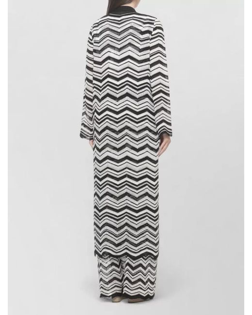 D.exterior White Long Cardigan Beachwear Lurex Pattern Tie