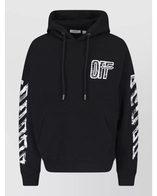 Off-White c/o Virgil Abloh Black Hooded Sweatshirt Drawstring Hood Kangaroo Pocket for men