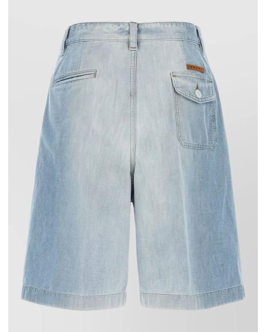 Marni Blue Denim Bermuda Shorts Belt Loops Tie for men