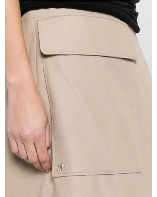 Courreges Natural Utility Cotton Skirt Buckle Belt Pocket