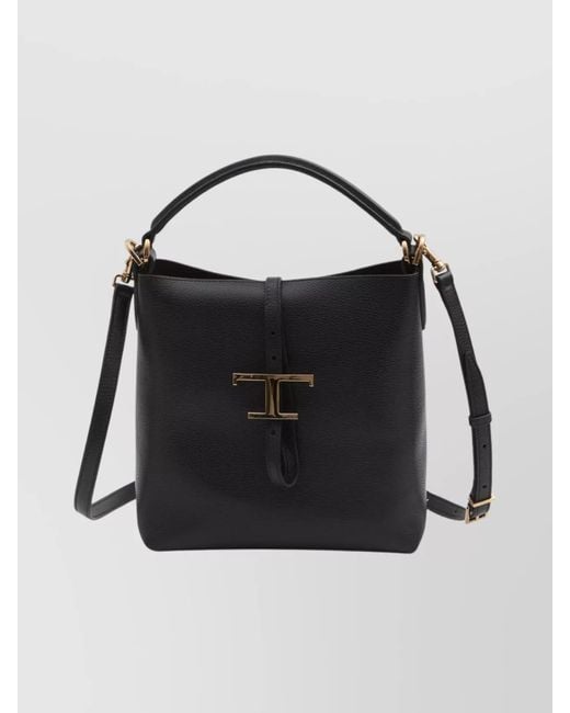 Tod's Black T Timeless Mini Leather Bucket Bag