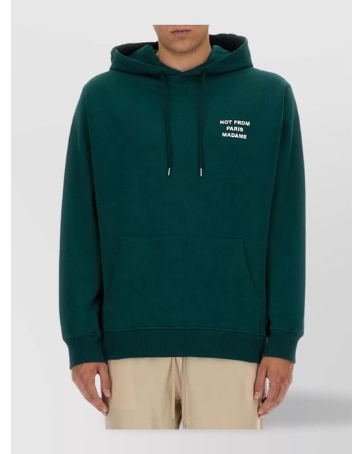 Drole de Monsieur Green Cotton Relaxed-Fit Hoodie for men