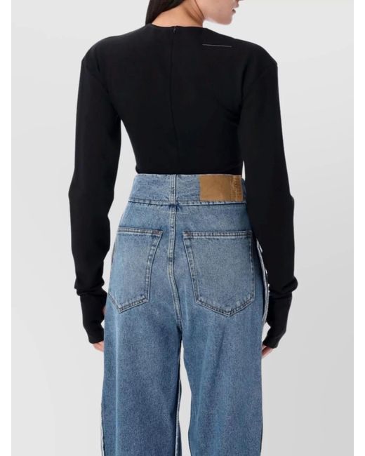 MM6 by Maison Margiela Blue Long-Sleeve Bodysuit