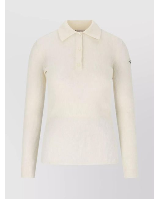 Moncler Natural Short-Sleeve Polo Top