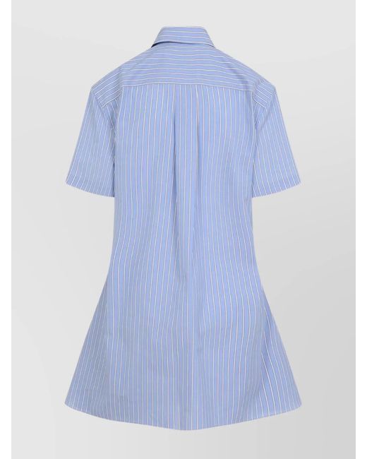 Marni Blue Cotton Embroidered Poplin Mini Shirt Dress