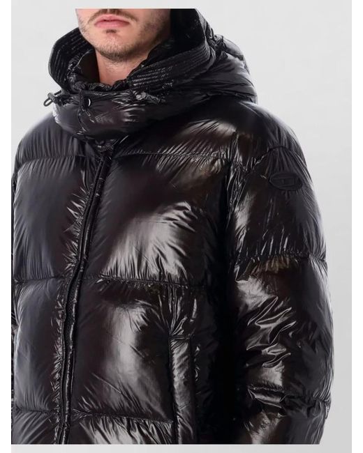 DIESEL Black Shiny Quilted Puffer Jacket for men