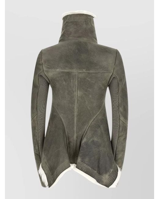 Rick Owens Green Naska Coat Tailored Fit Asymmetrical Hem