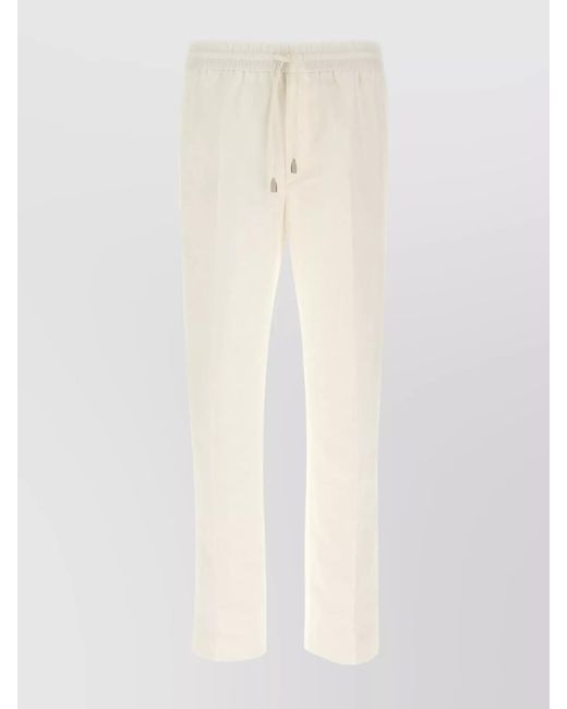 Brioni White Trousers Straight Leg Elastic Waistband for men