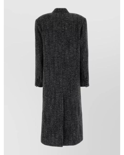 Isabel Marant Black Wool Blend Melange Knit Coat