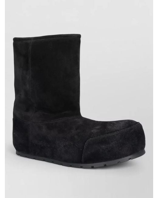 Balenciaga Black Suede Round Toe Flat Sole Mid Calf Slippers for men