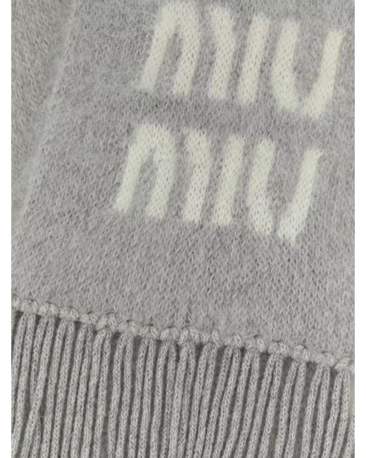 Miu Miu Gray Mohair Blend Scarf