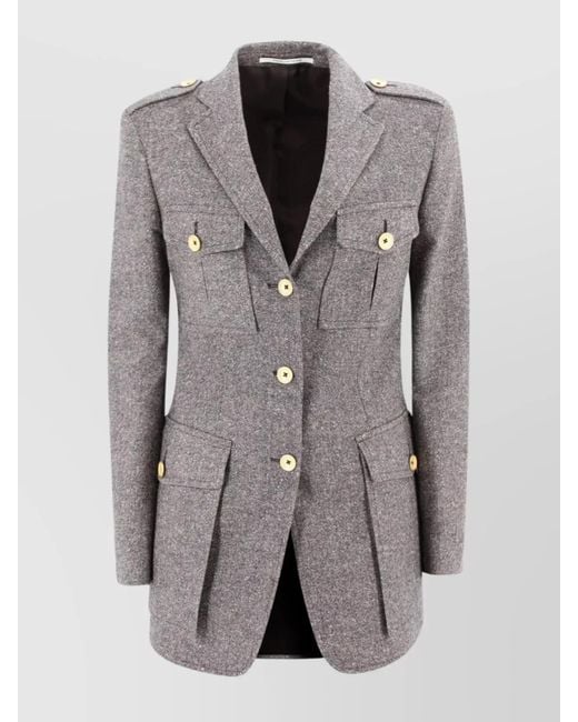 Tagliatore Gray Military Style Single-Breasted Jacket