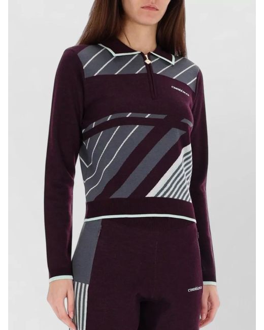 Casablanca Purple Merino Wool Polo Shirt